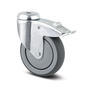 Zwenkwiel dubbel geremd ø075mm | Draagv. 75kg | Diam 75| Breedte 25| Hoogte 100