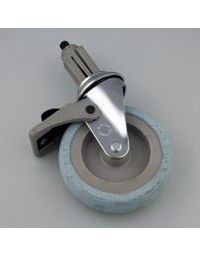 Zwenkwielen verchroomd met rubber loopvlak (met rem) | 100mm - HandyTube