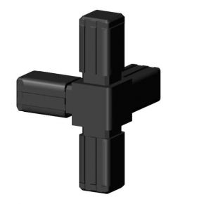 Handyclamp | Zonder kern 2- delig | Polyamide | Zwart | 4-weg hoek | 20x20x1,5mm