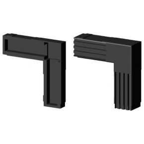 Handyclamp | Zonder kern 2- delig | Zwart | 2-weg rechte hoek | 25x25x1,5 mm | Zonder kop