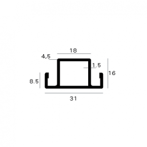 Aluminium horprofiel tussenkader 31 mm