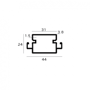 Aluminium horprofiel tussenregel 44mm