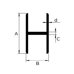 H-profiel aluminium geanodiseerd standaard met afgeronde hoeken