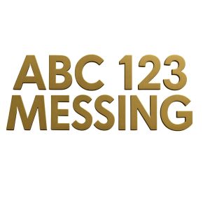 Messing letters en cijfers (Sans-serif), Hoogte 150mm, zonder bevestigingsgat