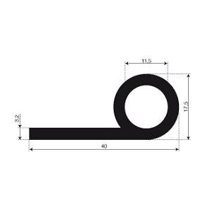 Rubber P-profiel Dikte 3.2 mm zwart