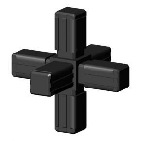 Handyclamp | Edelstaal kern stalen kern polyamide | Zwart | 6-weg kruis | 25x25x1,5 mm